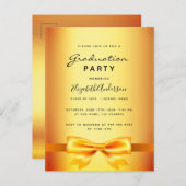 卒業パーティー金ゴールドの招待 ポストカード (正面/裏面)