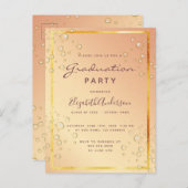 卒業パーティー金ゴールドの招待 ポストカード (正面/裏面)