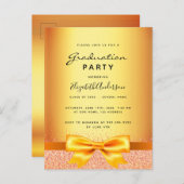 卒業パーティー金ゴールドエレガントの招待 ポストカード (正面/裏面)