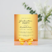 卒業パーティー金ゴールドエレガントの招待 ポストカード (スタンド正面)