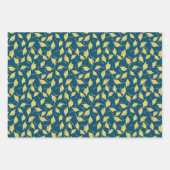 卒業パーティー金ゴールドキャップの青いギフトラップ ラッピングペーパーシート (正面)