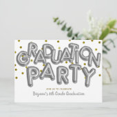 卒業パーティー金ゴールドシルバー風船お祝い 招待状 (スタンド正面)