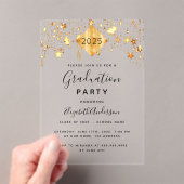 卒業パーティー金ゴールドスターキャップトッパー澄ん アクリル招待状 (インサイチュ (ポータブル))