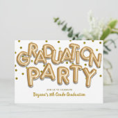 卒業パーティー金ゴールドバルーンお祝い 招待状 (スタンド正面)