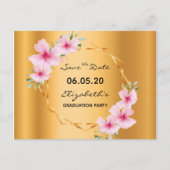 卒業パーティー金ゴールドピンク花模様幾何学的 ポストカード (正面)