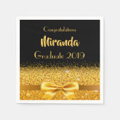 卒業パーティー金ゴールドブラック金ゴールドボウ スタンダードカクテルナプキン (正面)