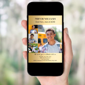 卒業パーティー金ゴールド写真コラージュ 招待状