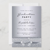 卒業パーティー銀エレガント弓 招待状 (正面)