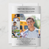 卒業パーティー銀色の写真コラージュ 招待状 (正面)