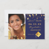 卒業パーティー青い金ゴールド星写真2025 セーブザデート (正面)