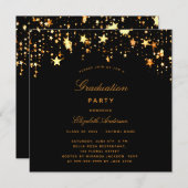 卒業パーティー黒い金ゴールドスタークラス 招待状 (正面/裏面)
