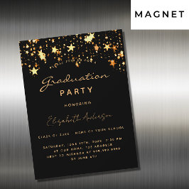 卒業パーティー黒い金ゴールドスタースラグジュアリー マグネット招待状
