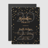卒業パーティー黒い金ゴールド年スターズ贅沢 マグネット招待状 (正面/裏面)