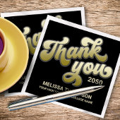 卒業パーティー黒と金ゴールドありがとう スタンダードカクテルナプキン