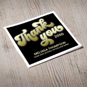 卒業パーティー黒と金ゴールドありがとう スタンダードカクテルナプキン