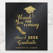 卒業パーティー黒と金ゴールドありがとう ワインラベル (シングルラベル)