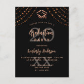 卒業パーティー黒バラ金ゴールド星年 インビテーションポストカード (正面)