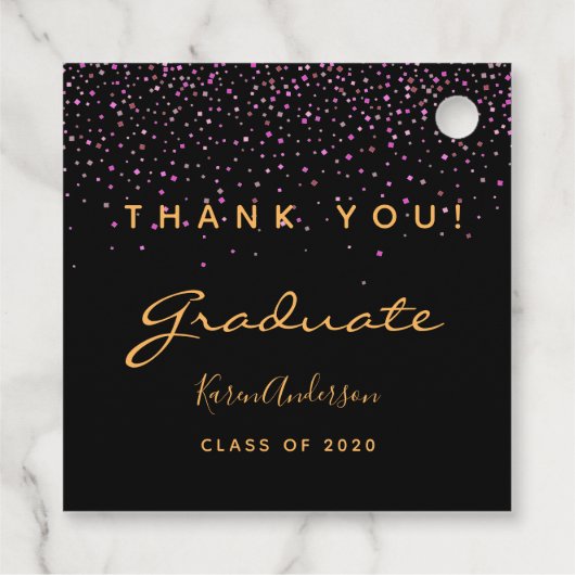 卒業パーティー黒パープル感謝してい金ゴールドユー2025 フェイバータグ (裏面)
