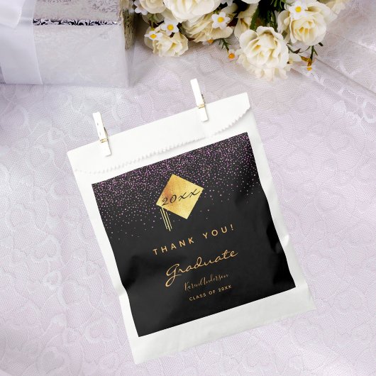 卒業パーティー黒パープル感謝してい金ゴールドユー2025 フェイバーバッグ