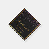 卒業パーティー黒パープル金ゴールド スタンダードカクテルナプキン (角)