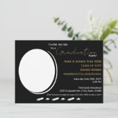 卒業パーティー黒白、金ゴールド&グラード写真 案内状 (スタンド正面)