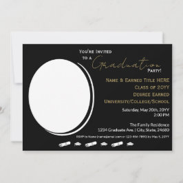 卒業パーティー黒白、金ゴールド&グラード写真 案内状