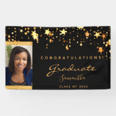 卒業パーティー黒金ゴールド星写真2024 横断幕 (横)