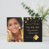 卒業パーティー黒金ゴールド星写真2025 セーブザデート (スタンド正面)