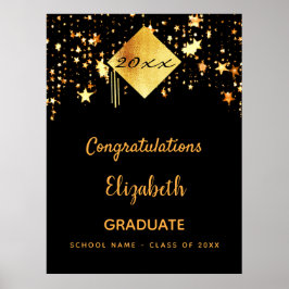 卒業パーティー黒金ゴールド星卒業 ポスター
