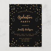 卒業パーティー黒金ゴールド星年 インビテーションポストカード (正面)
