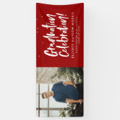 卒業パーティー1枚の写真おもしろい赤 横断幕 (縦)