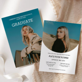 卒業パーティー2写真モダンGrad 2024 招待状