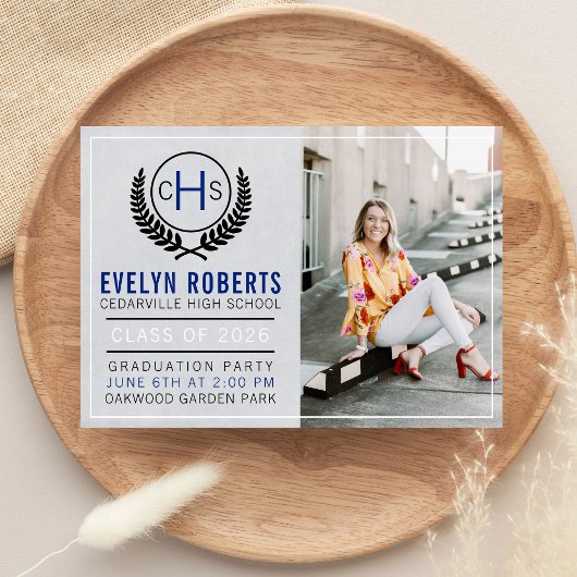 卒業パーティー2023モノグラムブルー 招待状