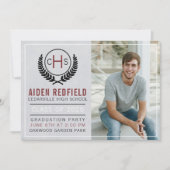 卒業パーティー2023モノグラムマルーン 招待状 (正面)