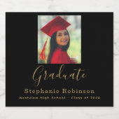 卒業パーティー2024写真金ゴールド スパークリングワインラベル (シングルラベル)