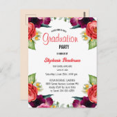 卒業パーティー2025ガーリー赤面ピンクフローラ ポストカード (正面/裏面)
