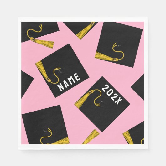 卒業パーティー2025ピンク スタンダードランチョンナプキン (正面)