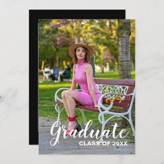 卒業パーティー2025写真 – Chic Script 招待状 (正面/裏面)