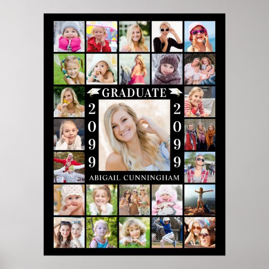 卒業パーティー27フォトコラージュパーソナライズされた ポスター (正面)