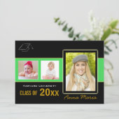 卒業パーティー3写真グリーン招待状 招待状 (スタンド正面)