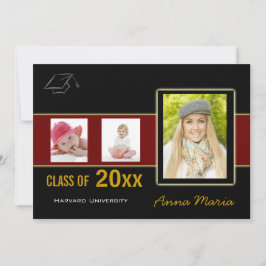 卒業パーティー3写真レッド招待状 招待状