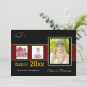 卒業パーティー3写真レッド招待状 招待状 (スタンド正面)