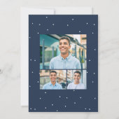 卒業パーティー3枚の写真おもしろいネイビー紙吹雪 招待状 (裏面)