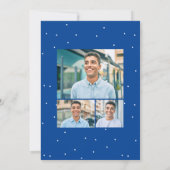 卒業パーティー3枚の写真おもしろいブルー紙吹雪 招待状 (裏面)