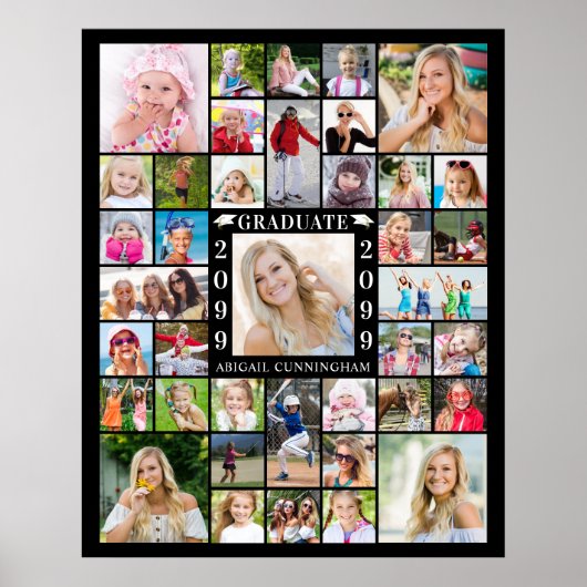 卒業パーティー39フォトコラージュパーソナライズされた ポスター (正面)