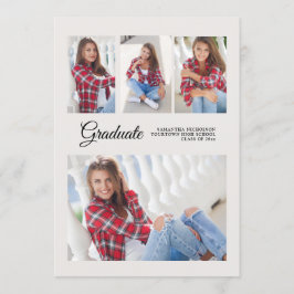 卒業パーティー4写真アナウンスホワイトモダン 招待状