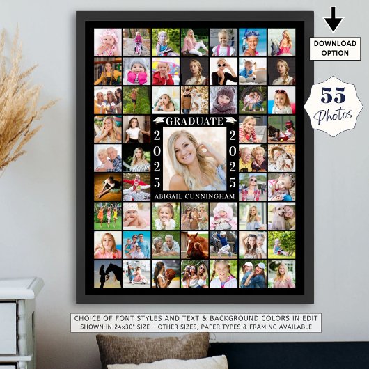 卒業パーティー55フォトコラージュパーソナライズされた ポスター