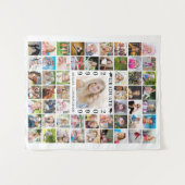 卒業パーティー55フォトコラージュ背景ホワイト タペストリー (正面(横))