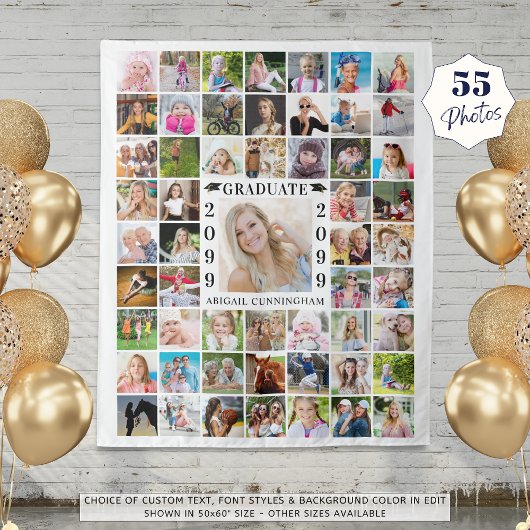 卒業パーティー55フォトコラージュ背景ホワイト タペストリー