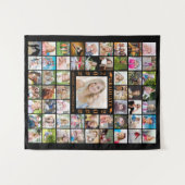 卒業パーティー55フォトブラックコラージュ背景 タペストリー (正面(横))